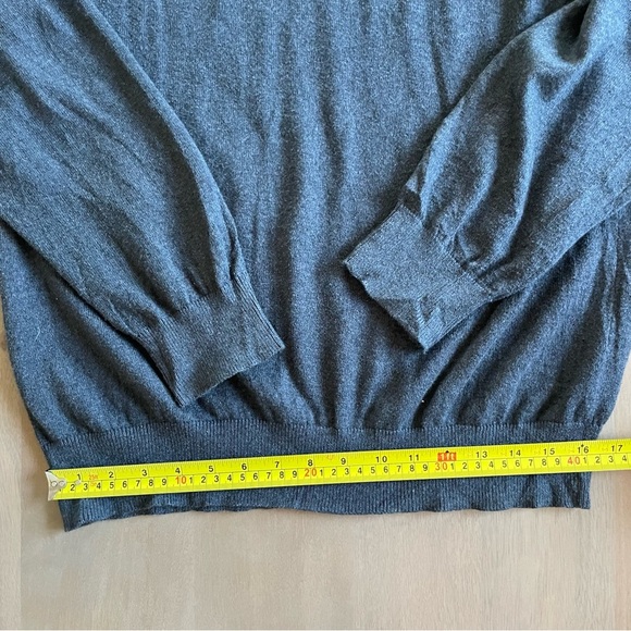 Men's LL Bean Wicked Soft Cotton/Cashmere Sweater, Quarter-Zip Grey - Picture 9 of 10